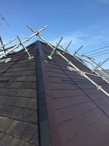 外部塗装工事の屋根足場 外部塗装工事の屋根足場