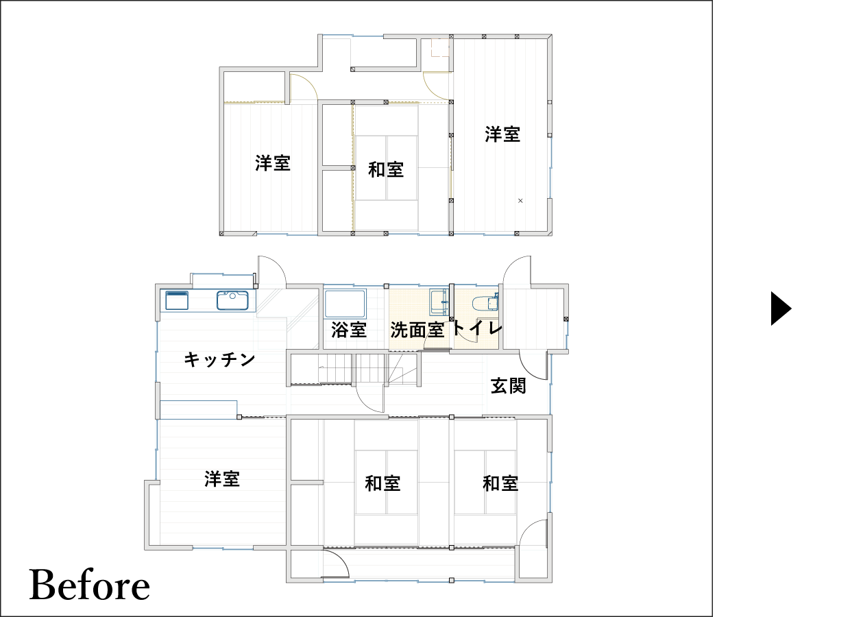 福島県郡山市 全面リフォーム施工事例 間取り Before