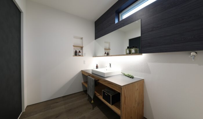 リフォーム施工事例:郡山市 こだわりの造作洗面台リフォーム