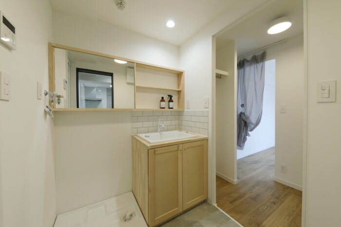 リフォーム施工事例:郡山市 洗面室リフォームで給排水管もすべてリニューアル