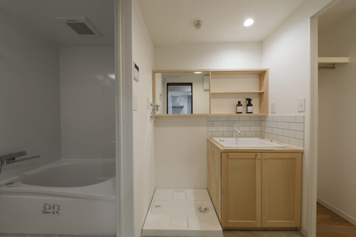 リフォーム施工事例:郡山市 洗面室リフォームで給排水管もすべてリニューアル