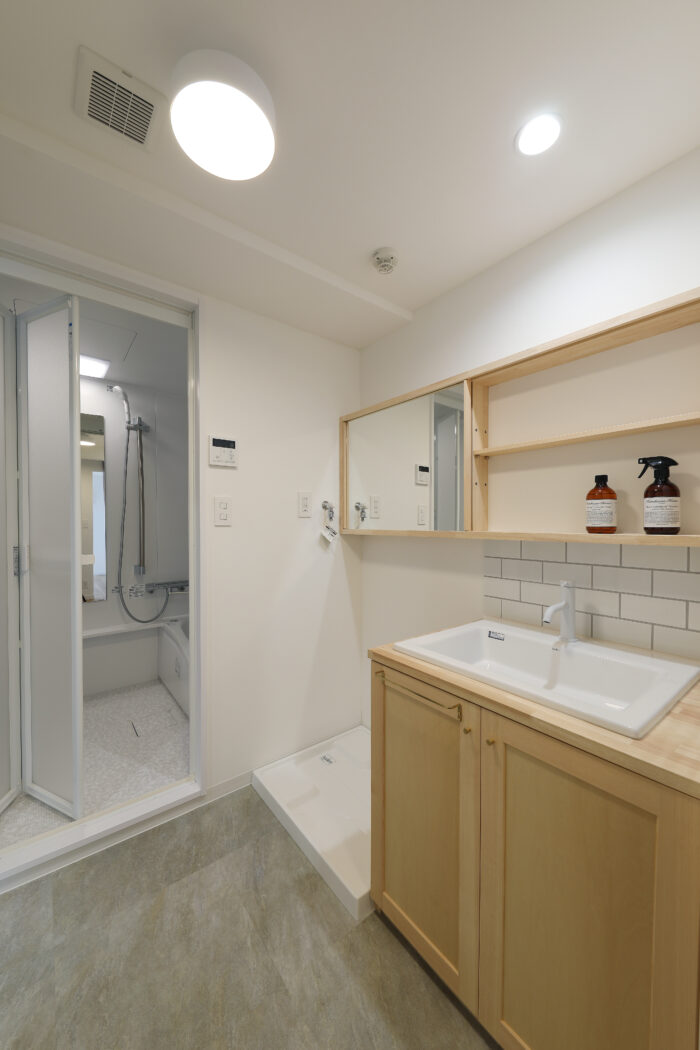 リフォーム施工事例:郡山市 洗面室リフォームで給排水管もすべてリニューアル